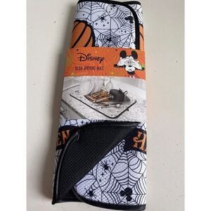 Disney Mickey Mouse Halloween Dish Drying Mat 16”x18” Spider Web Pumpkin NEW